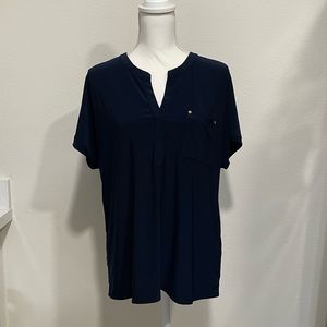 Blue V Neck Top